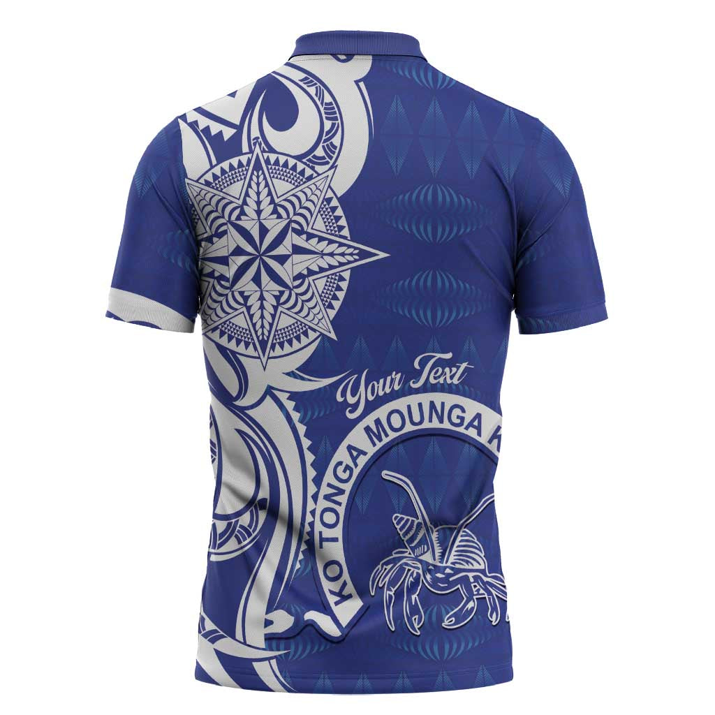 Personalised Queen Salote College Zipper Polo Shirt QSC Est 1926 Ngatu Pattern - Polynesian Pride