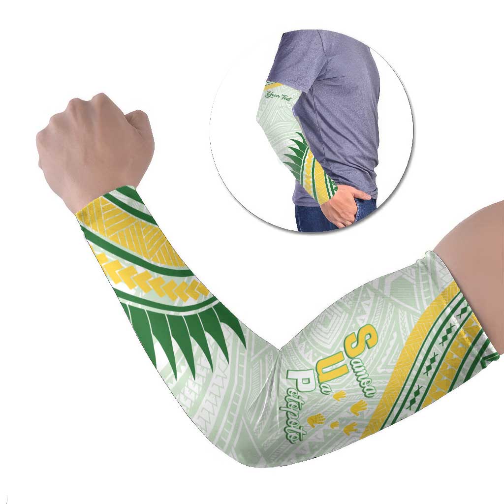 Personalised Samoa Ua Potopoto Arm Sleeves SUP Est 2025 Samoan Pattern LT14 Set of 2 White - Polynesian Pride