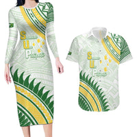 Personalised Samoa Ua Potopoto Couples Matching Long Sleeve Bodycon Dress and Hawaiian Shirt SUP Est 2025 Samoan Pattern - Polynesian Pride