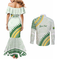 Personalised Samoa Ua Potopoto Couples Matching Mermaid Dress and Long Sleeve Button Shirt SUP Est 2025 Samoan Pattern - Polynesian Pride