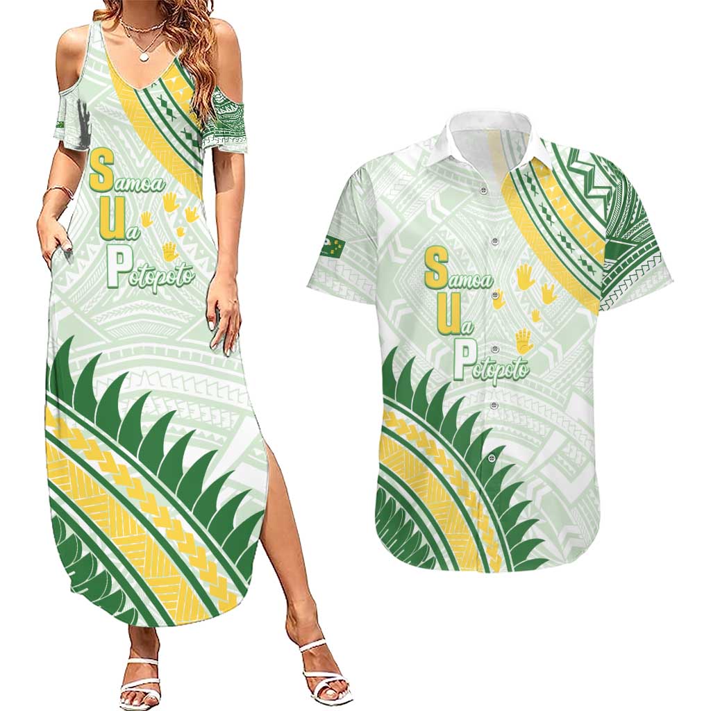 Personalised Samoa Ua Potopoto Couples Matching Summer Maxi Dress and Hawaiian Shirt SUP Est 2025 Samoan Pattern - Polynesian Pride