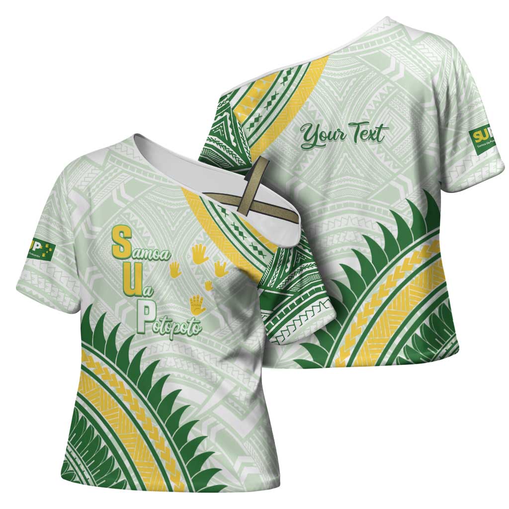 Personalised Samoa Ua Potopoto Cross Shoulder Shirt SUP Est 2025 Samoan Pattern - Polynesian Pride