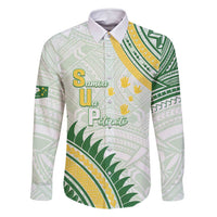 Personalised Samoa Ua Potopoto Family Matching Long Sleeve Bodycon Dress and Hawaiian Shirt SUP Est 2025 Samoan Pattern - Polynesian Pride