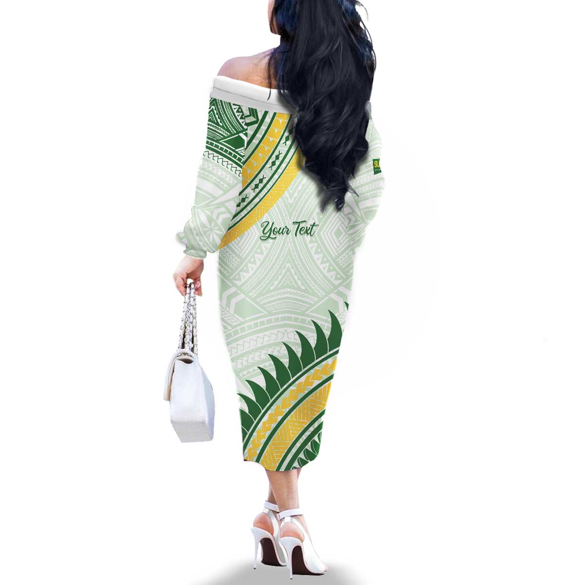 Personalised Samoa Ua Potopoto Family Matching Off The Shoulder Long Sleeve Dress and Hawaiian Shirt SUP Est 2025 Samoan Pattern - Polynesian Pride