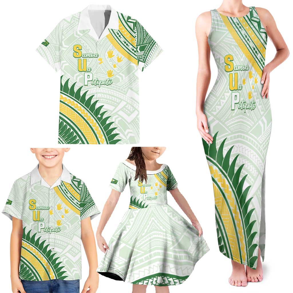 Personalised Samoa Ua Potopoto Family Matching Tank Maxi Dress and Hawaiian Shirt SUP Est 2025 Samoan Pattern - Polynesian Pride