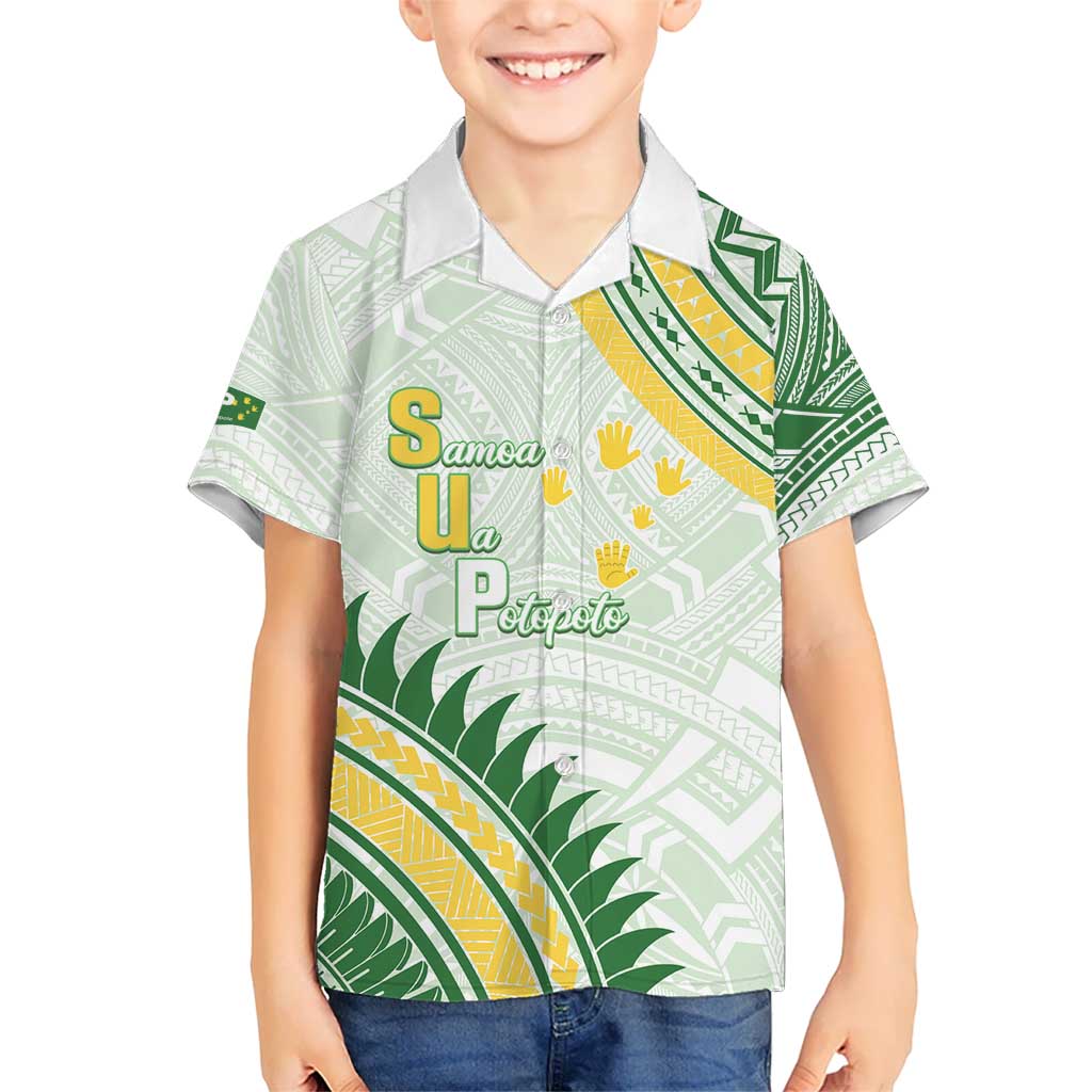 Personalised Samoa Ua Potopoto Kid Hawaiian Shirt SUP Est 2025 Samoan Pattern LT14 Kid White - Polynesian Pride