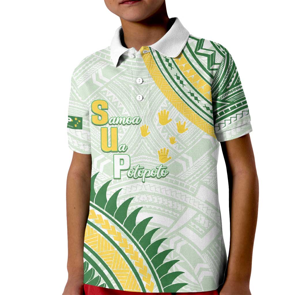 Personalised Samoa Ua Potopoto Kid Polo Shirt SUP Est 2025 Samoan Pattern LT14 Kid White - Polynesian Pride