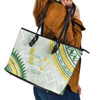 Samoa Ua Potopoto Leather Tote Bag SUP Est 2025 Samoan Pattern - Polynesian Pride
