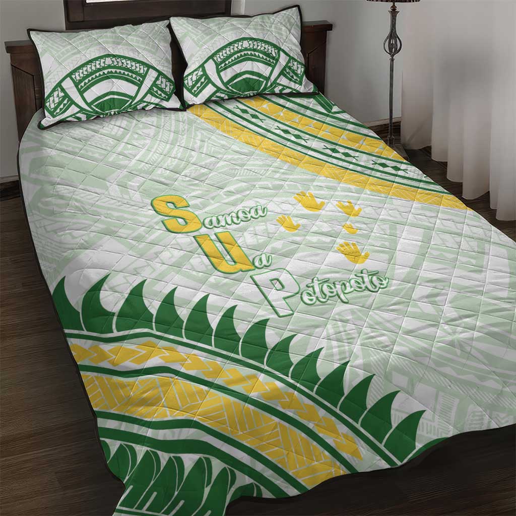 Samoa Ua Potopoto Quilt Bed Set SUP Est 2025 Samoan Pattern LT14 White - Polynesian Pride