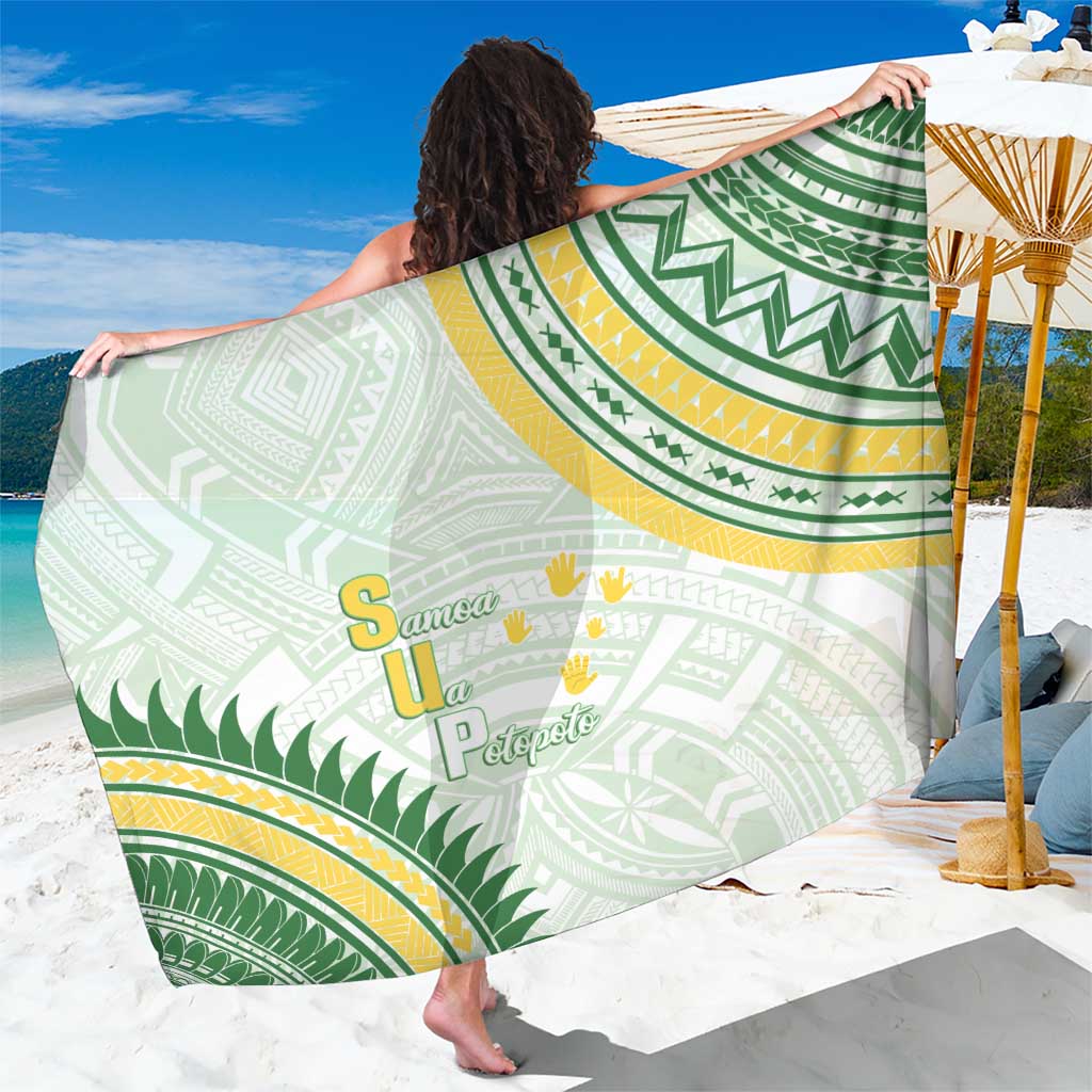 Samoa Ua Potopoto Sarong SUP Est 2025 Samoan Pattern LT14 One Size 44 x 66 inches White - Polynesian Pride