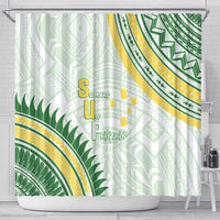 Samoa Ua Potopoto Shower Curtain SUP Est 2025 Samoan Pattern - Polynesian Pride