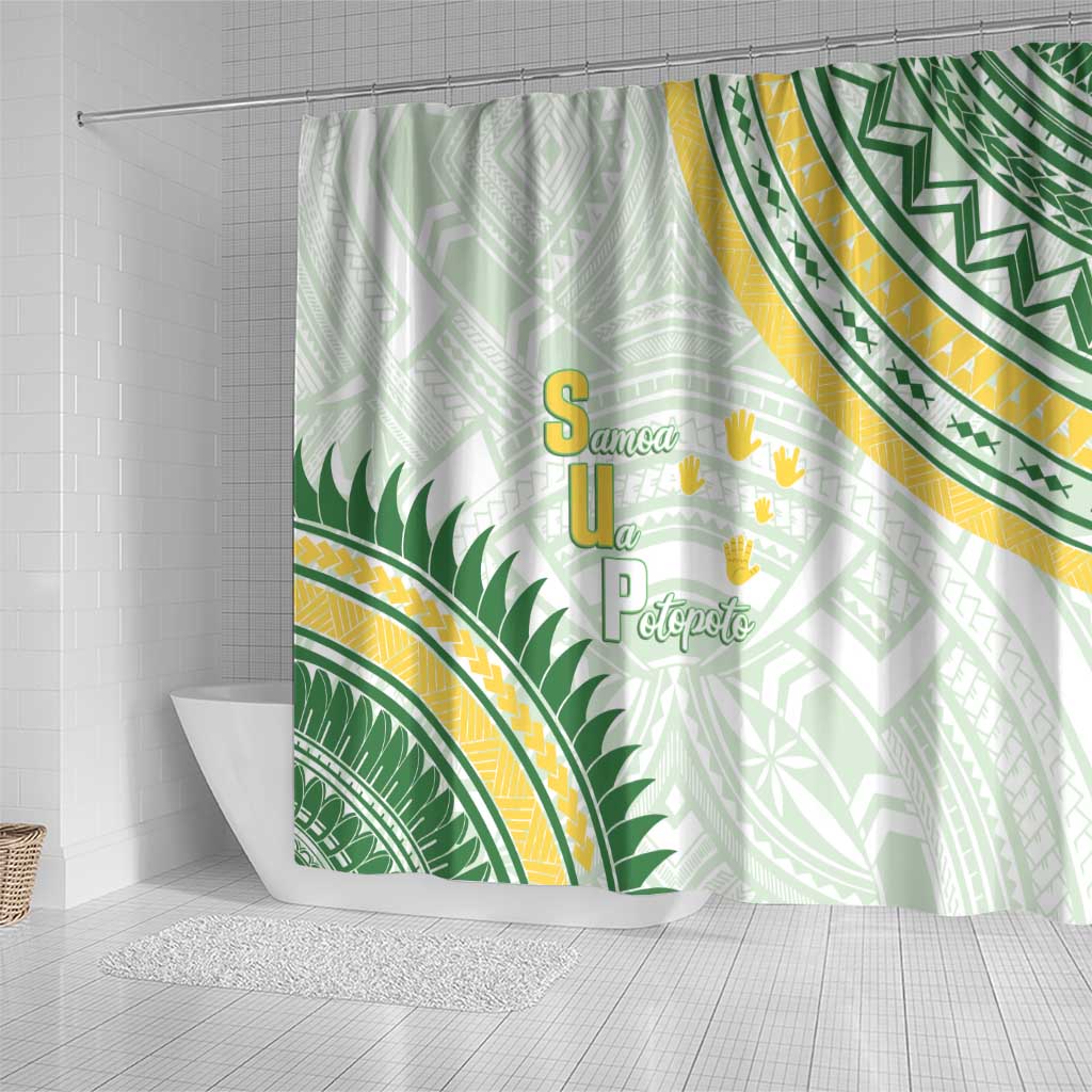 Samoa Ua Potopoto Shower Curtain SUP Est 2025 Samoan Pattern - Polynesian Pride