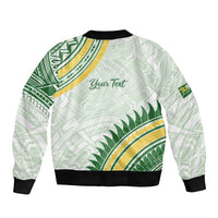 Personalised Samoa Ua Potopoto Sleeve Zip Bomber Jacket SUP Est 2025 Samoan Pattern - Polynesian Pride