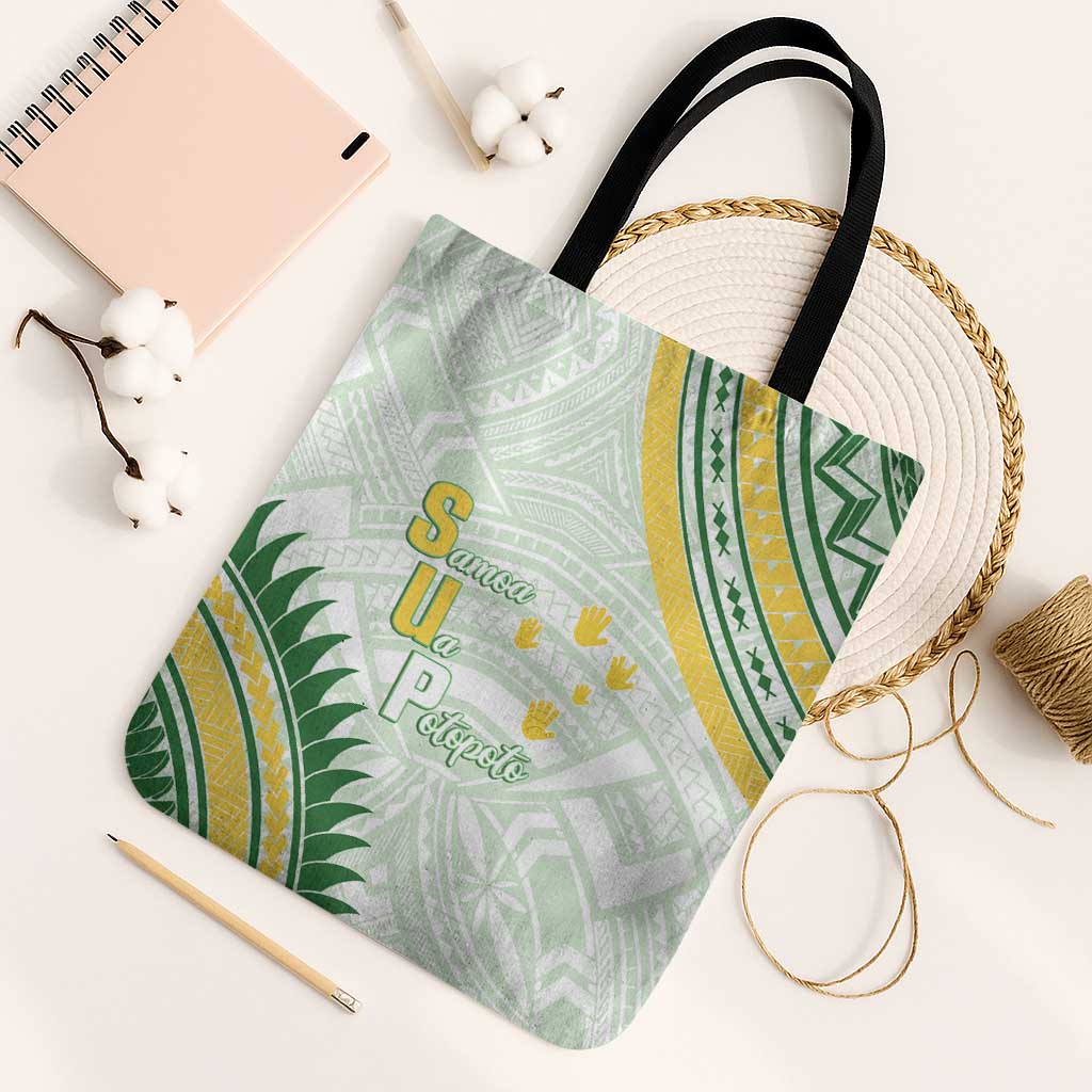 Samoa Ua Potopoto Tote Bag SUP Est 2025 Samoan Pattern LT14 Black Strap One Size White - Polynesian Pride