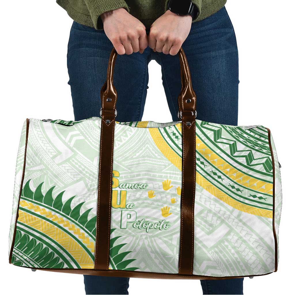 Samoa Ua Potopoto Travel Bag SUP Est 2025 Samoan Pattern LT14 White - Polynesian Pride