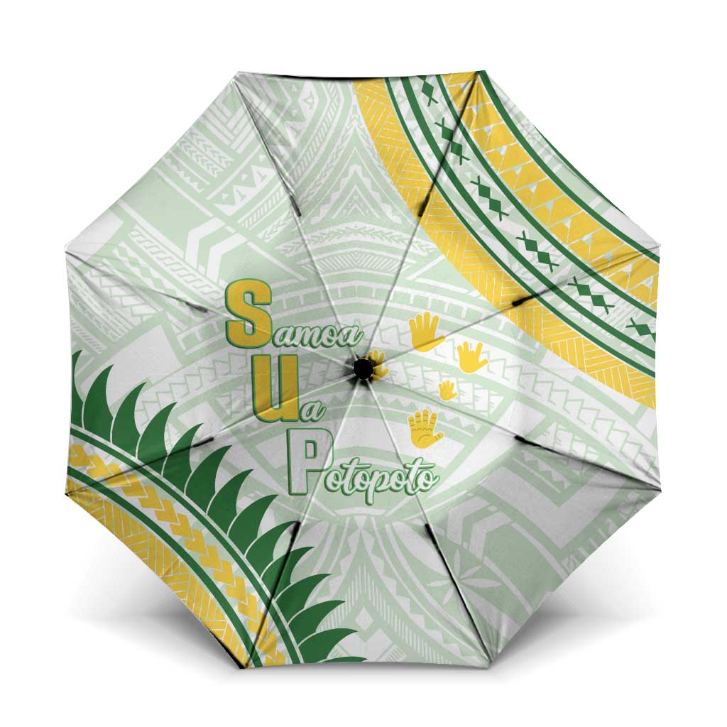 Samoa Ua Potopoto Umbrella SUP Est 2025 Samoan Pattern LT14 One Size Folded 11.42 inch Opened Diameter 37.4 inch White - Polynesian Pride