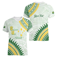 Personalised Samoa Ua Potopoto Women V-Neck T-Shirt SUP Est 2025 Samoan Pattern - Polynesian Pride