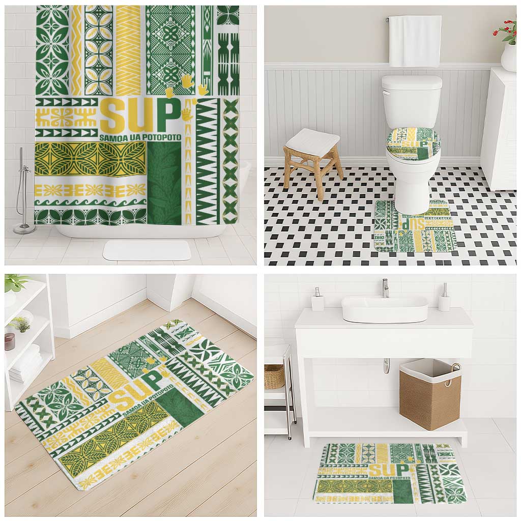 Samoa Uniting Party Bathroom Set SUP Est 2025 Siapo Pattern - Polynesian Pride