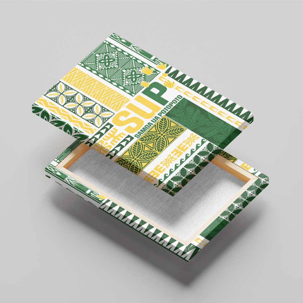 Samoa Uniting Party Canvas Wall Art SUP Est 2025 Siapo Pattern - Polynesian Pride