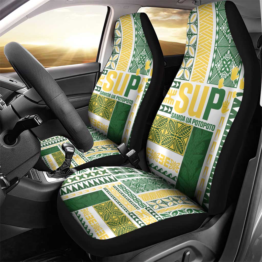 Samoa Uniting Party Car Seat Cover SUP Est 2025 Siapo Pattern - Polynesian Pride