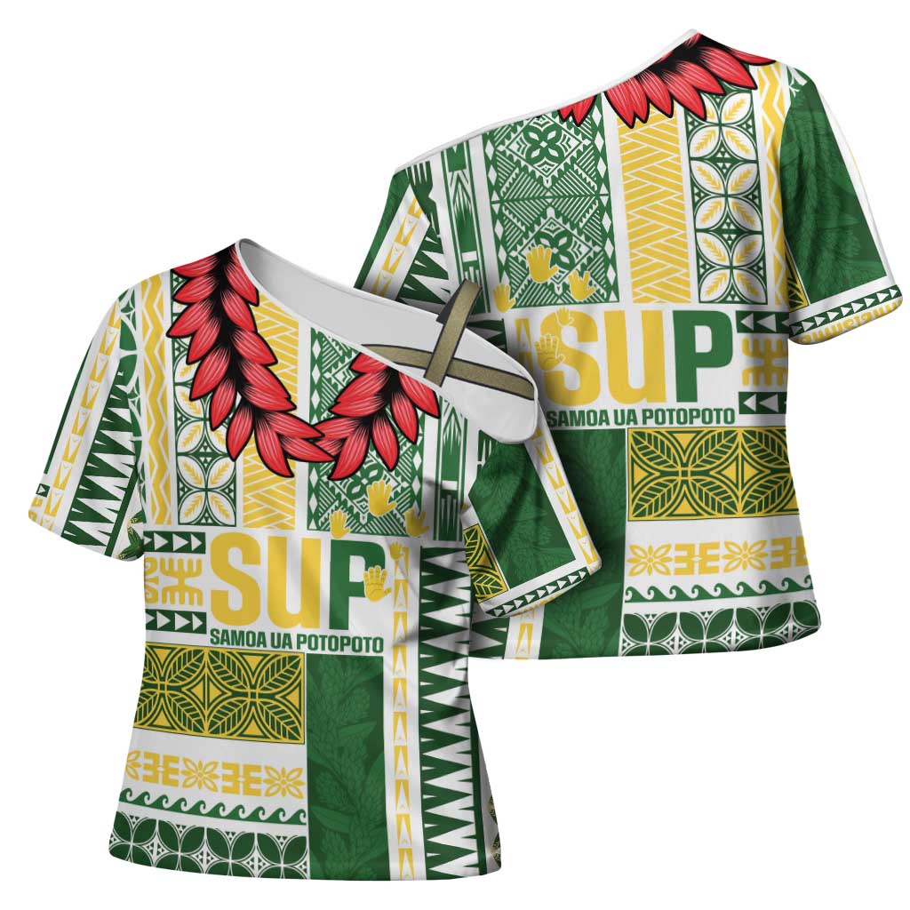 Samoa Uniting Party Cross Shoulder Shirt SUP Est 2025 Siapo Pattern - Polynesian Pride