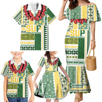 Samoa Uniting Party Family Matching Mermaid Dress and Hawaiian Shirt SUP Est 2025 Siapo Pattern - Polynesian Pride