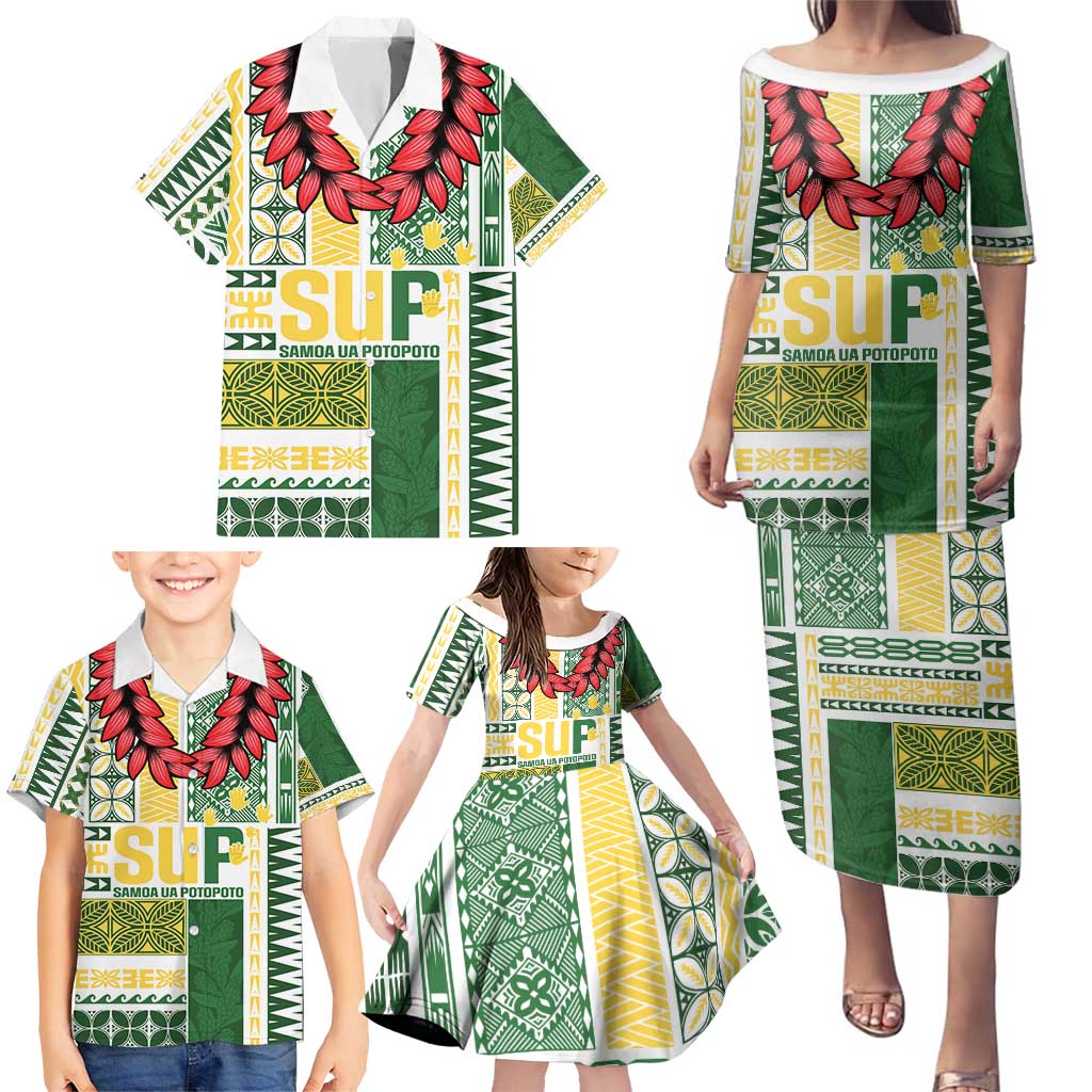 Samoa Uniting Party Family Matching Puletasi and Hawaiian Shirt SUP Est 2025 Siapo Pattern - Polynesian Pride