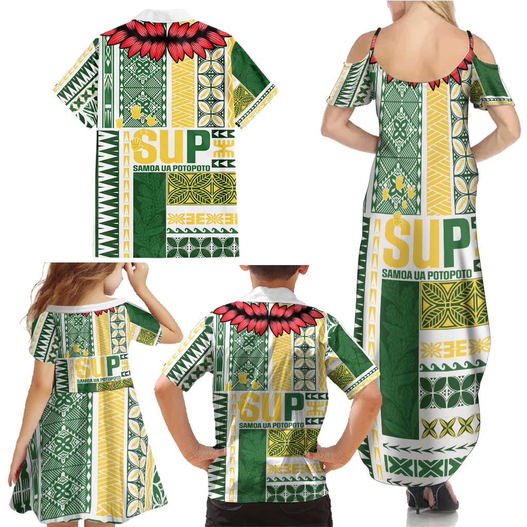 Samoa Uniting Party Family Matching Summer Maxi Dress and Hawaiian Shirt SUP Est 2025 Siapo Pattern - Polynesian Pride
