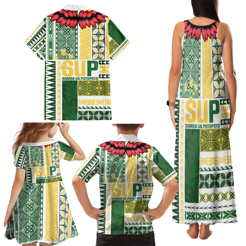 Samoa Uniting Party Family Matching Tank Maxi Dress and Hawaiian Shirt SUP Est 2025 Siapo Pattern - Polynesian Pride