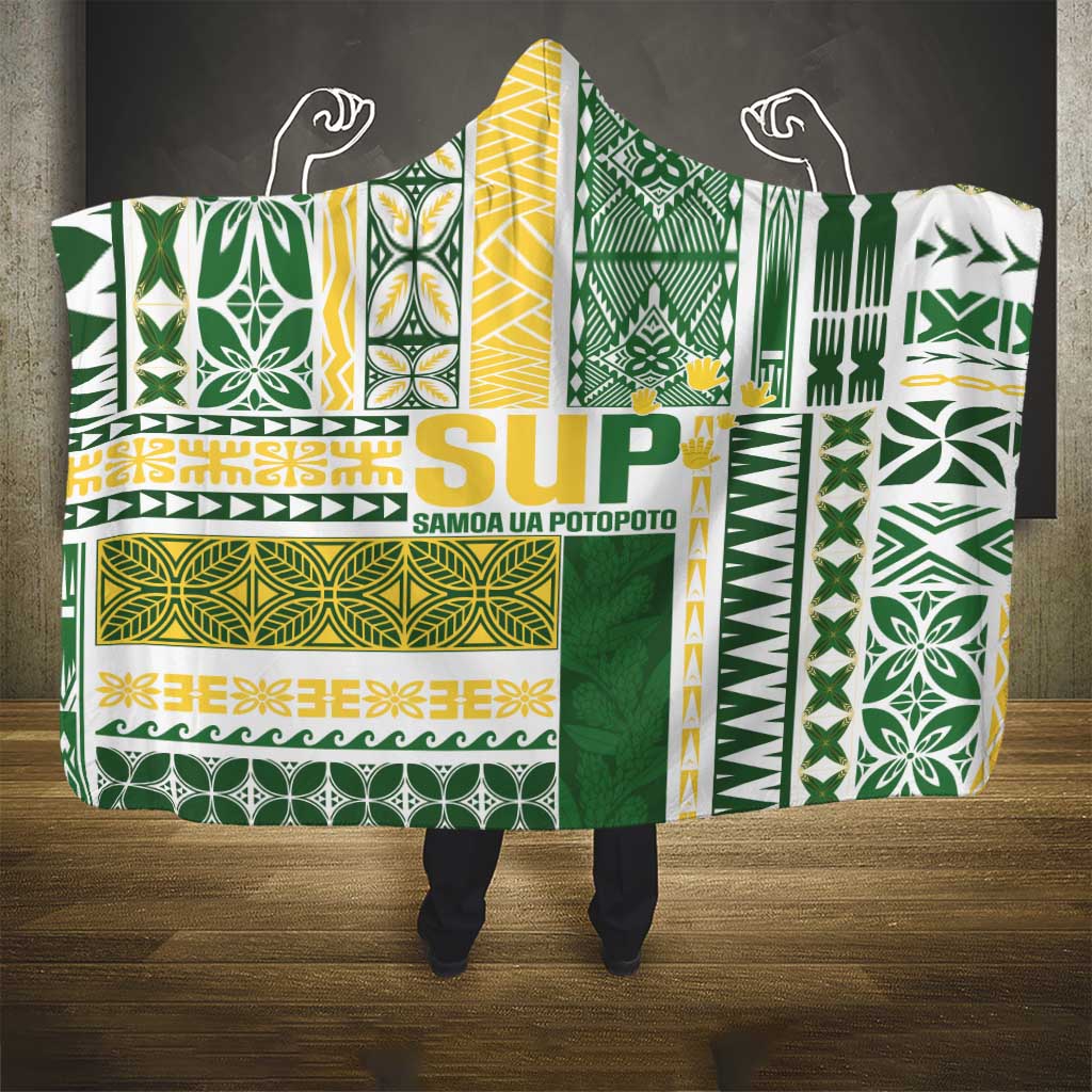Samoa Uniting Party Hooded Blanket SUP Est 2025 Siapo Pattern LT14 - Polynesian Pride