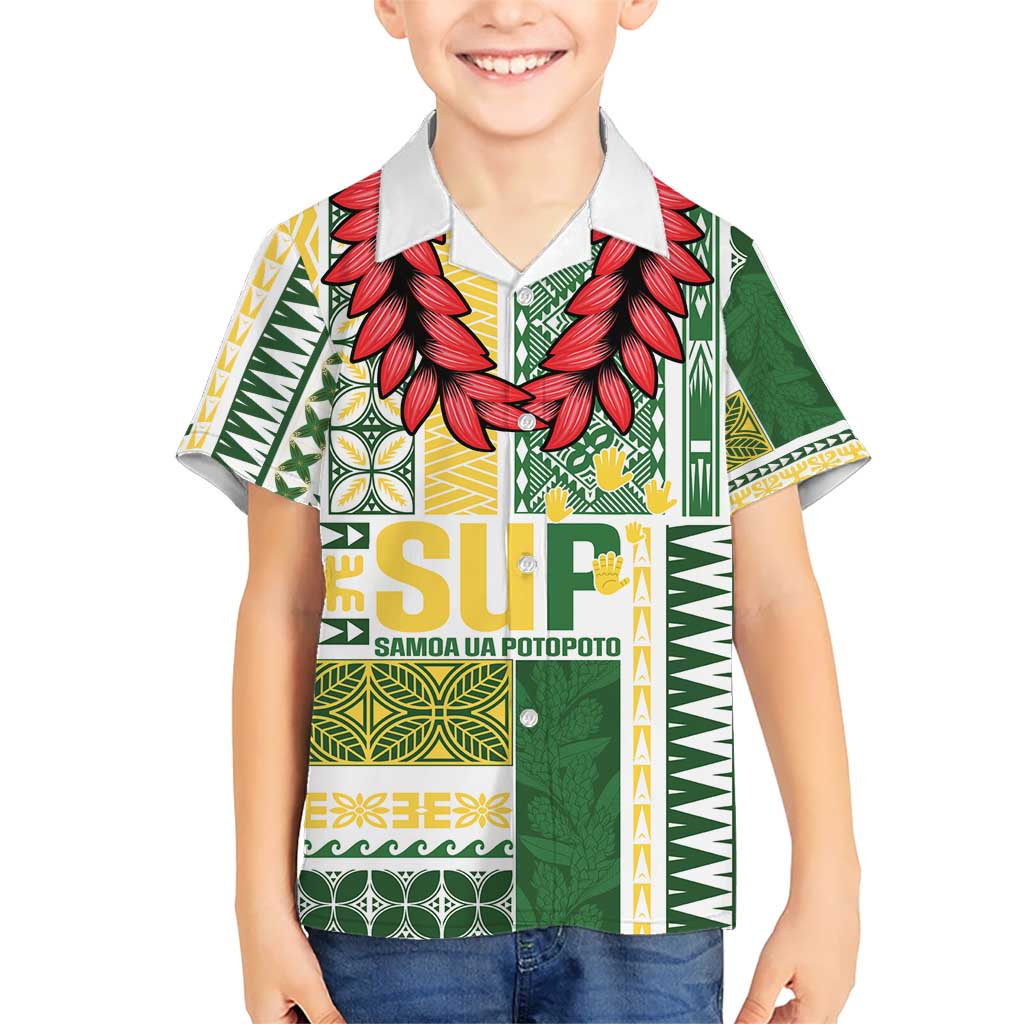 Samoa Uniting Party Kid Hawaiian Shirt SUP Est 2025 Siapo Pattern LT14 Kid White - Polynesian Pride