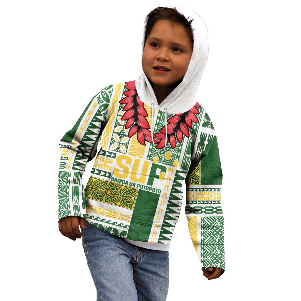 Samoa Uniting Party Kid Hoodie SUP Est 2025 Siapo Pattern - Polynesian Pride