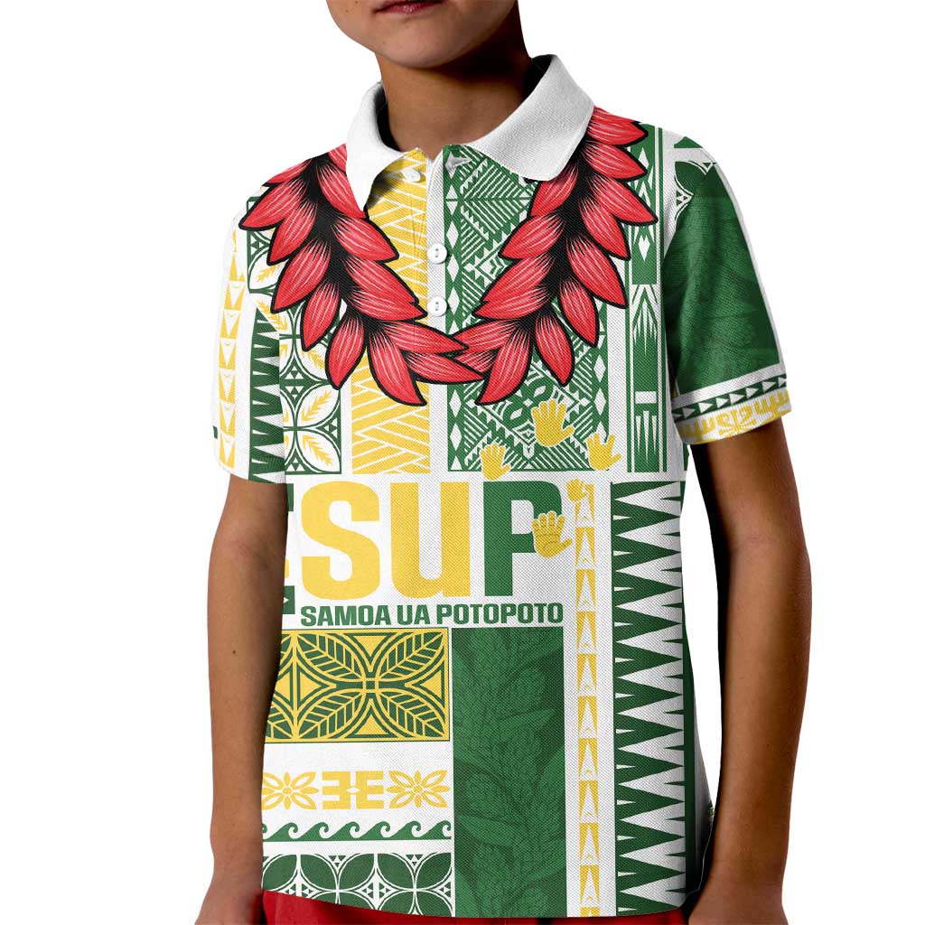 Samoa Uniting Party Kid Polo Shirt SUP Est 2025 Siapo Pattern LT14 Kid White - Polynesian Pride