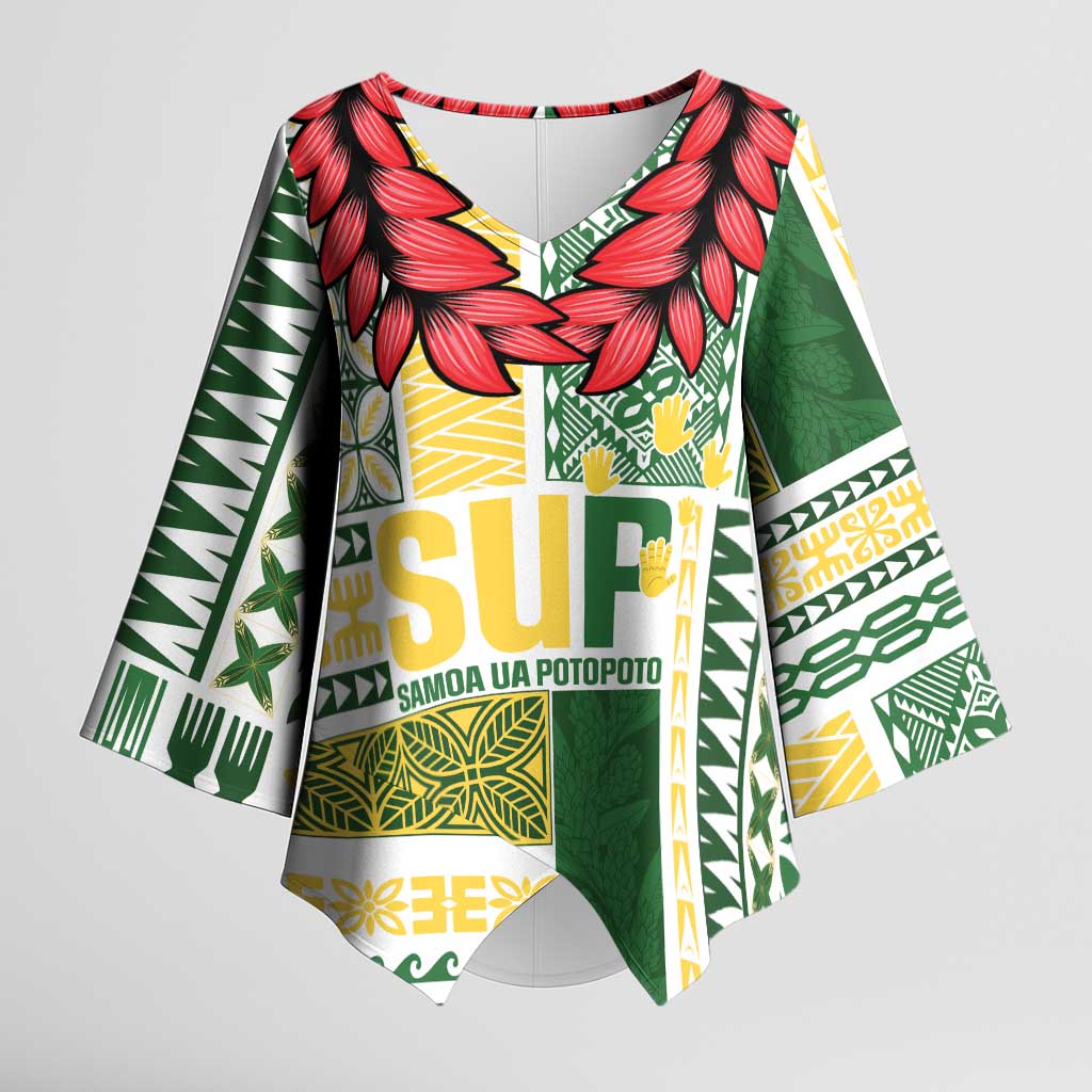 Samoa Uniting Party Kimono Sleeve Blouse SUP Est 2025 Siapo Pattern - Polynesian Pride