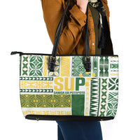 Samoa Uniting Party Leather Tote Bag SUP Est 2025 Siapo Pattern - Polynesian Pride