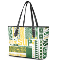 Samoa Uniting Party Leather Tote Bag SUP Est 2025 Siapo Pattern - Polynesian Pride
