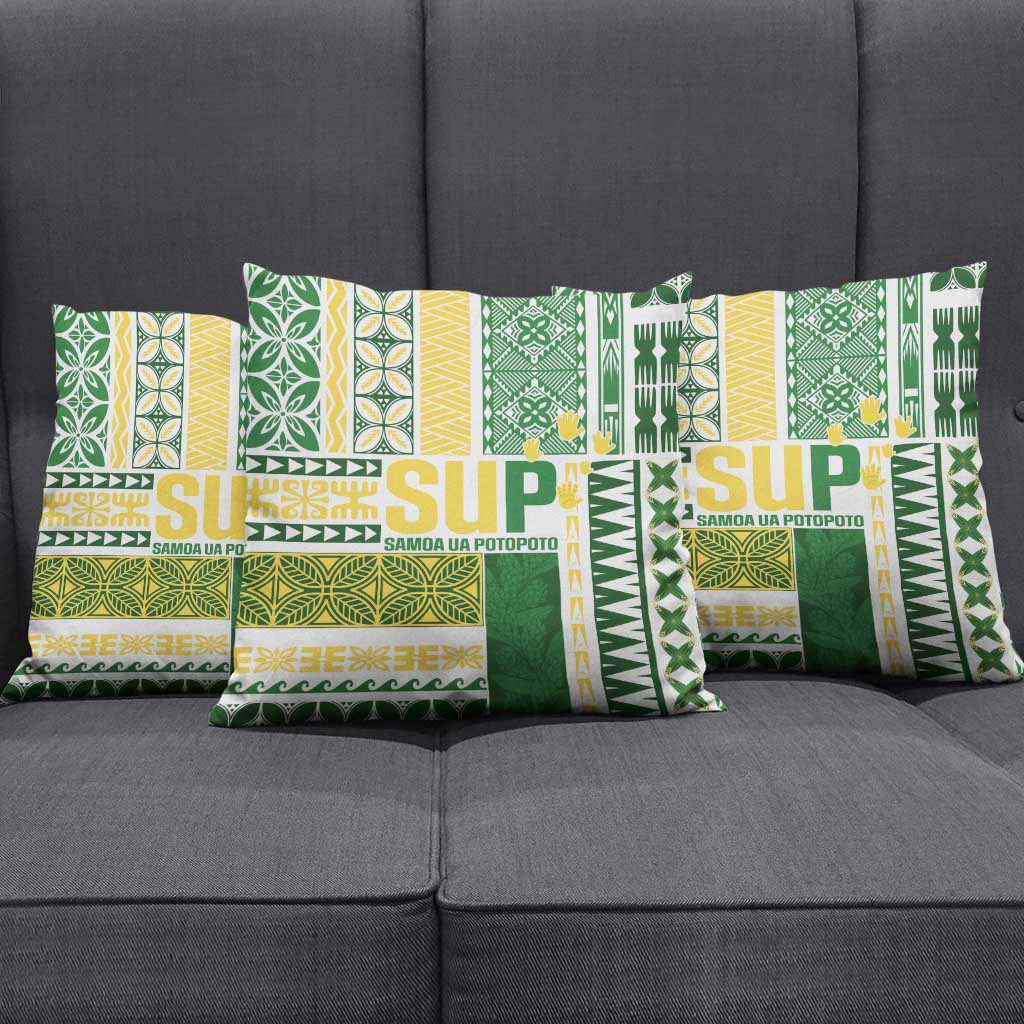 Samoa Uniting Party Pillow Cover SUP Est 2025 Siapo Pattern - Polynesian Pride