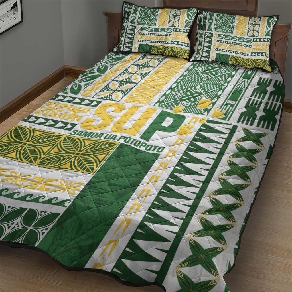 Samoa Uniting Party Quilt Bed Set SUP Est 2025 Siapo Pattern - Polynesian Pride