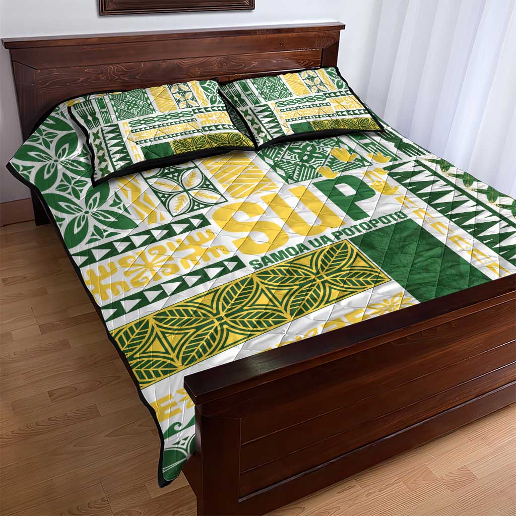 Samoa Uniting Party Quilt Bed Set SUP Est 2025 Siapo Pattern - Polynesian Pride