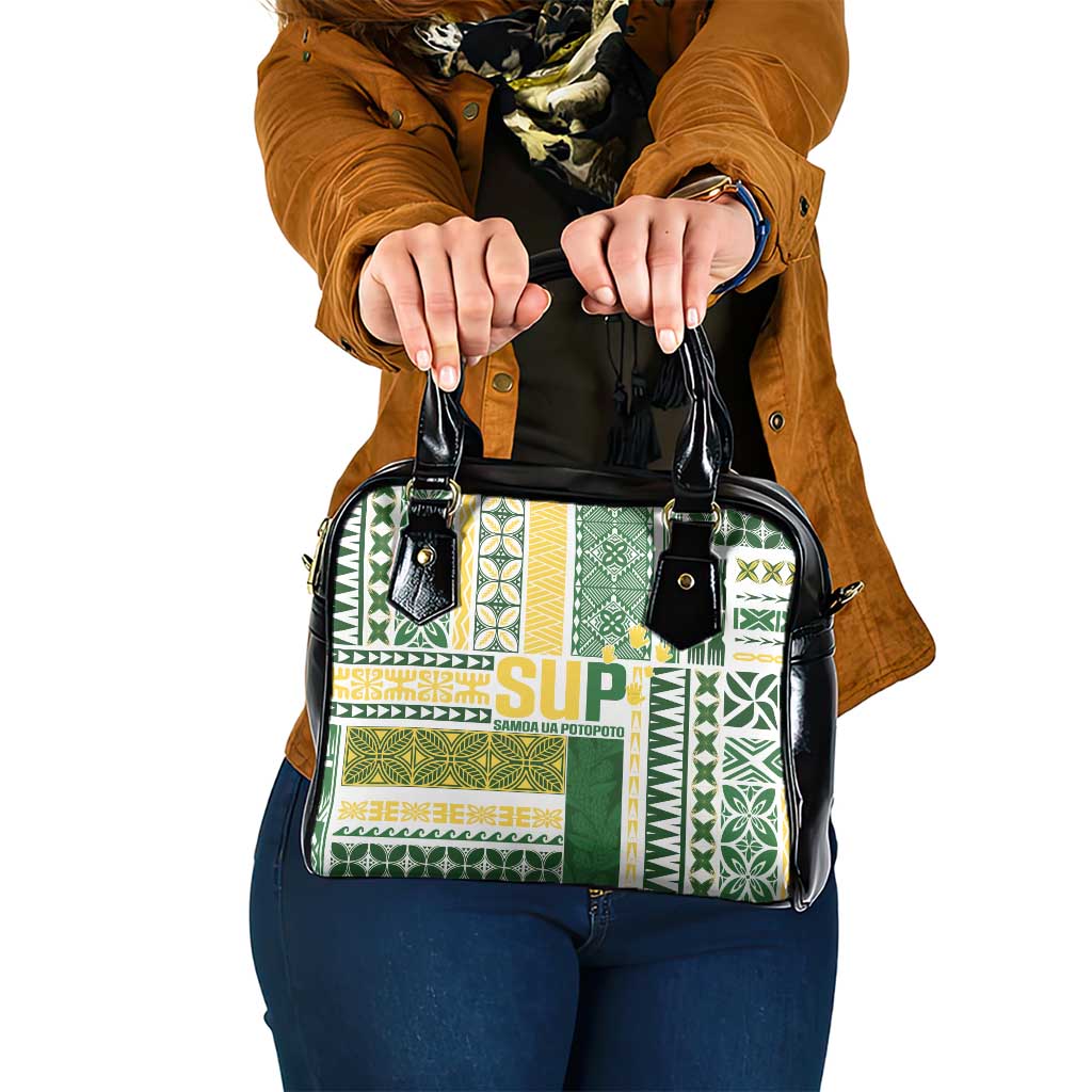 Samoa Uniting Party Shoulder Handbag SUP Est 2025 Siapo Pattern LT14 One Size White - Polynesian Pride
