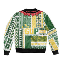 Samoa Uniting Party Sleeve Zip Bomber Jacket SUP Est 2025 Siapo Pattern - Polynesian Pride