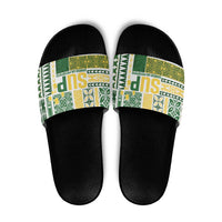 Samoa Uniting Party Slide Sandals SUP Est 2025 Siapo Pattern - Polynesian Pride