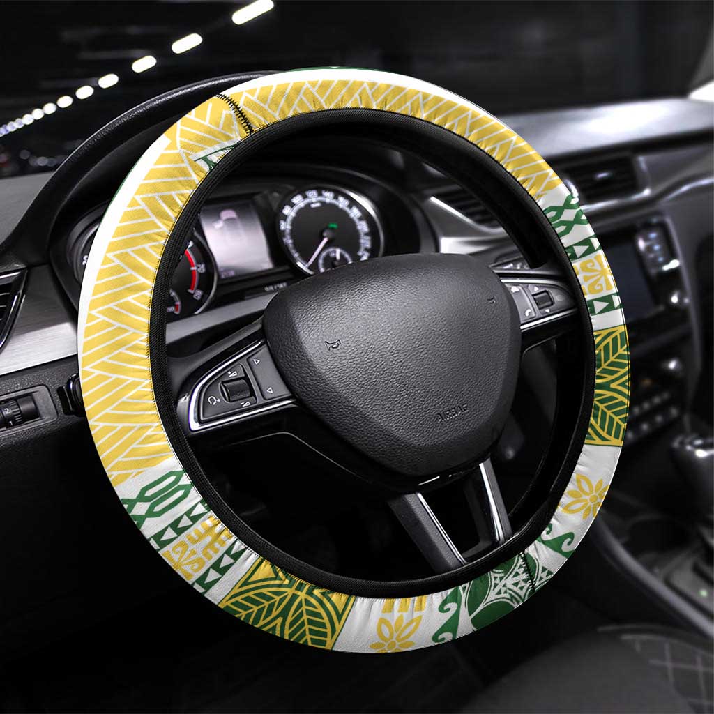 Samoa Uniting Party Steering Wheel Cover SUP Est 2025 Siapo Pattern - Polynesian Pride
