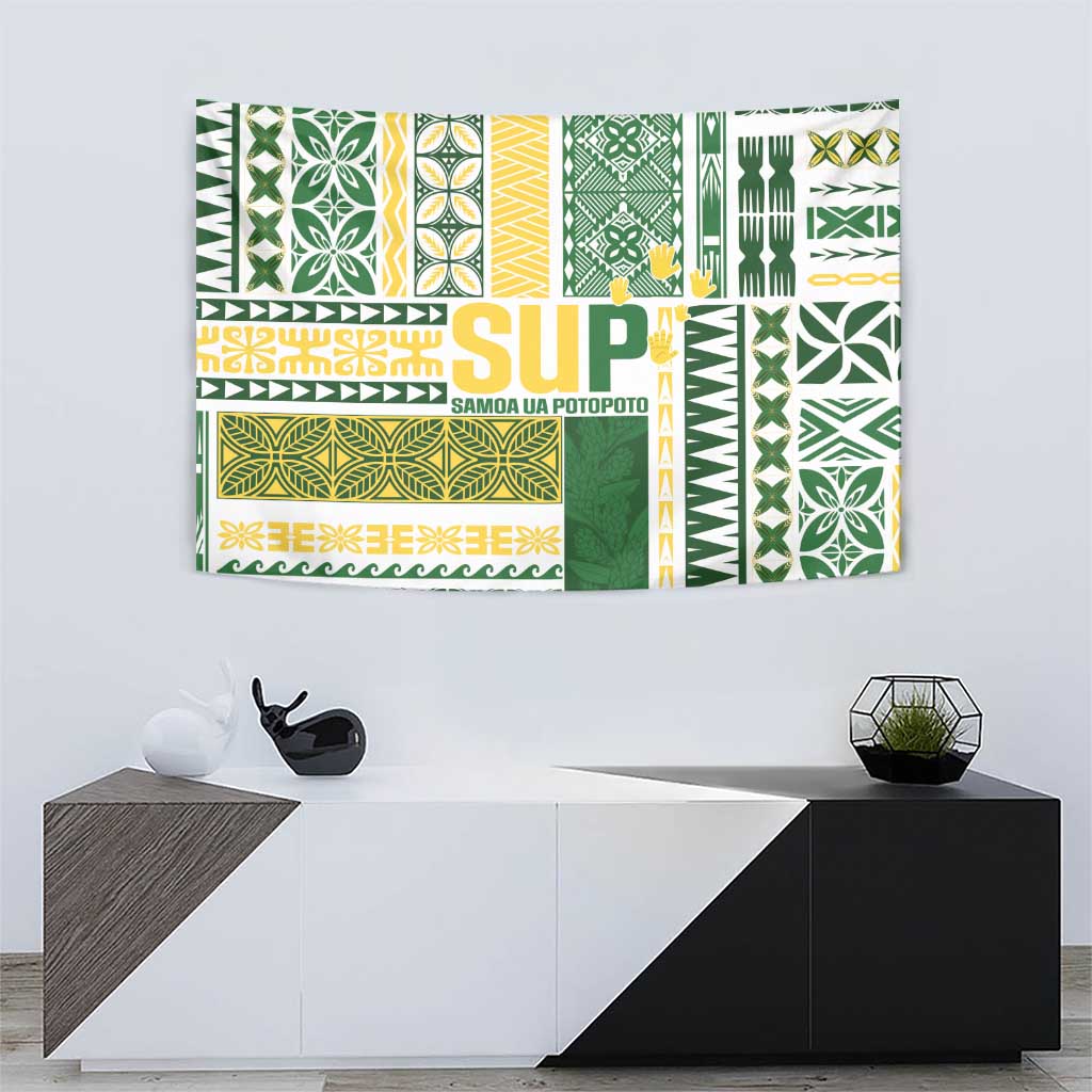 Samoa Uniting Party Tapestry SUP Est 2025 Siapo Pattern - Polynesian Pride