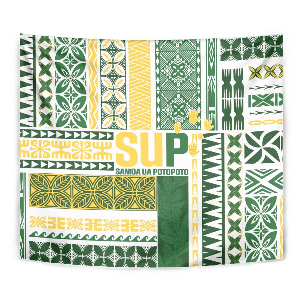 Samoa Uniting Party Tapestry SUP Est 2025 Siapo Pattern - Polynesian Pride