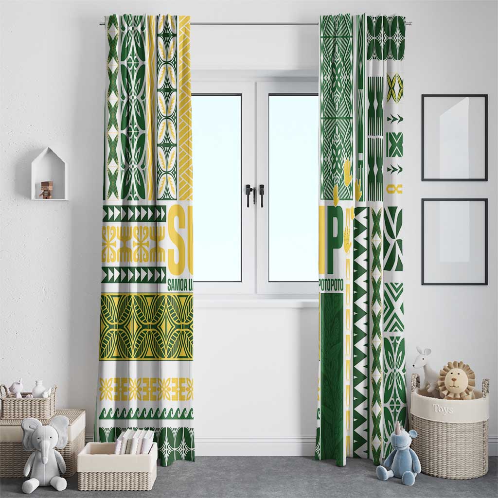 Samoa Uniting Party Window Curtain SUP Est 2025 Siapo Pattern - Polynesian Pride