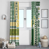 Samoa Uniting Party Window Curtain SUP Est 2025 Siapo Pattern - Polynesian Pride