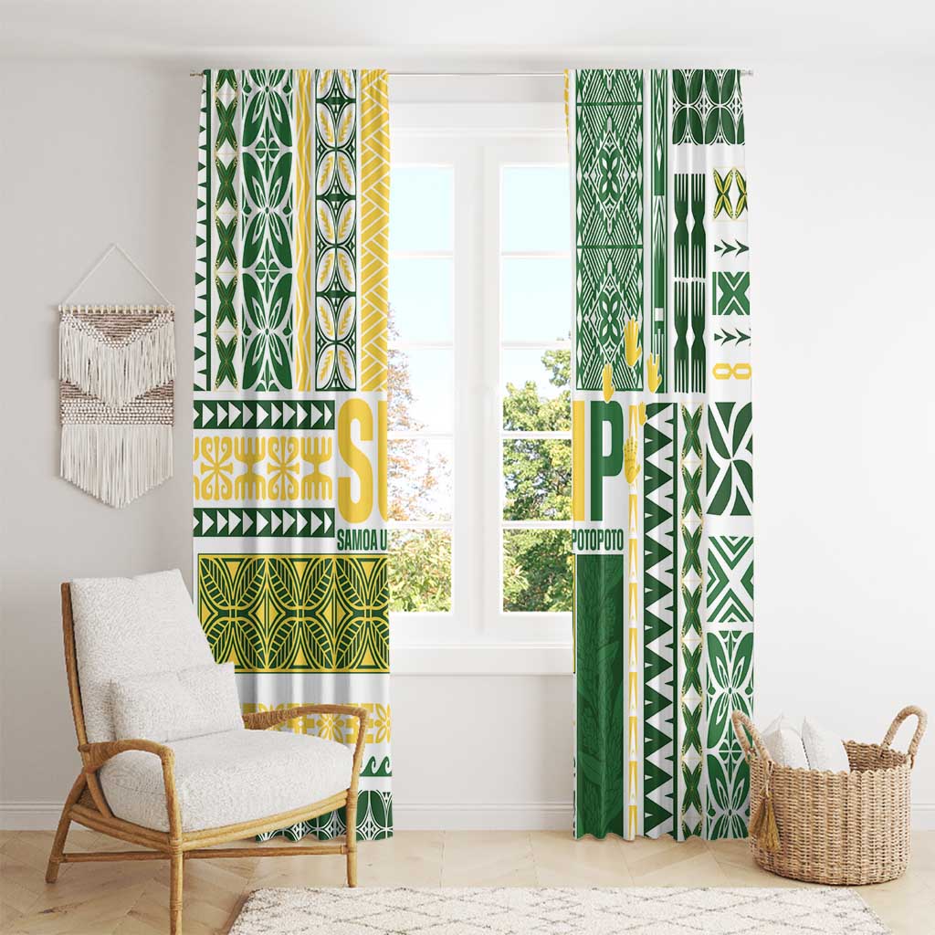 Samoa Uniting Party Window Curtain SUP Est 2025 Siapo Pattern - Polynesian Pride