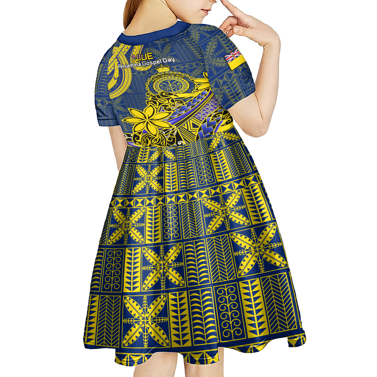 Niue Peniamina Gospel Day Kid Short Sleeve Dress Unique Niean Hiapo LT14 - Polynesian Pride