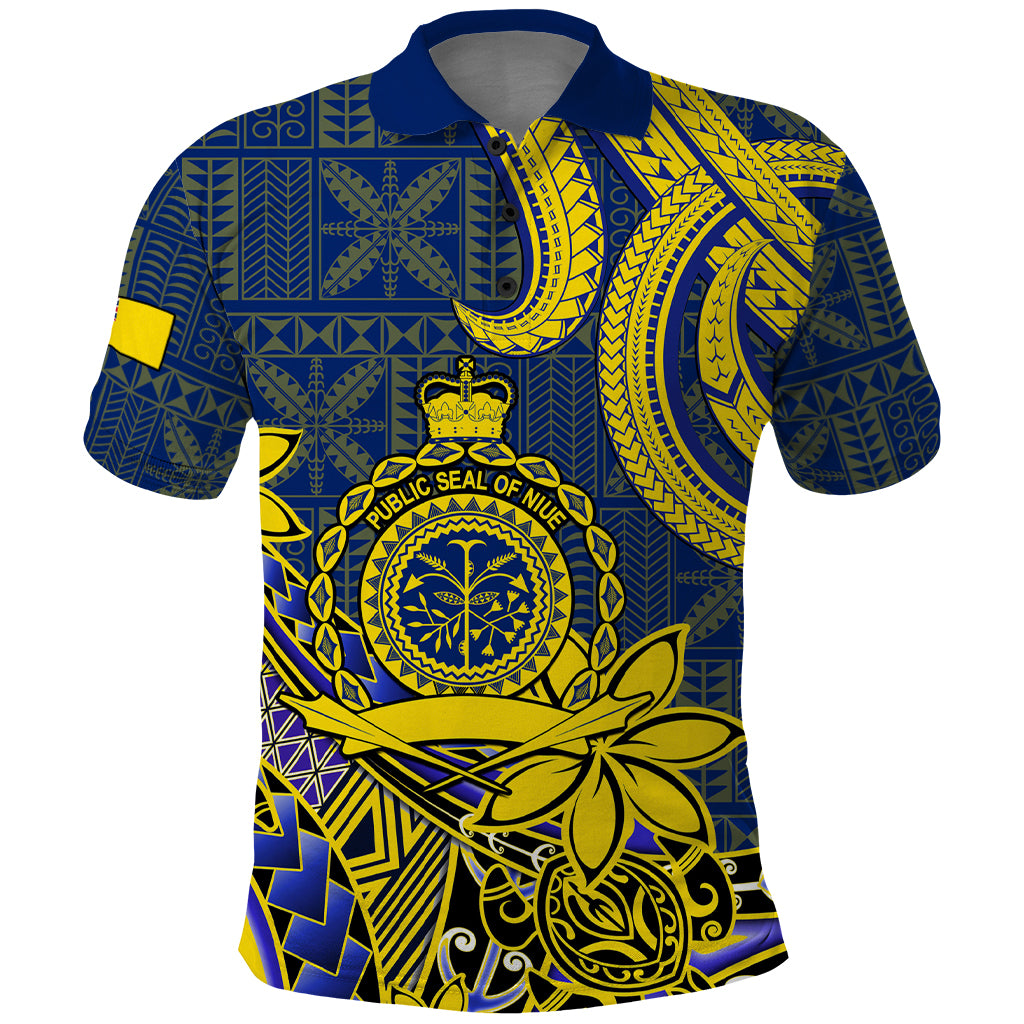 Niue Peniamina Gospel Day Polo Shirt Unique Niean Hiapo LT14 Blue - Polynesian Pride